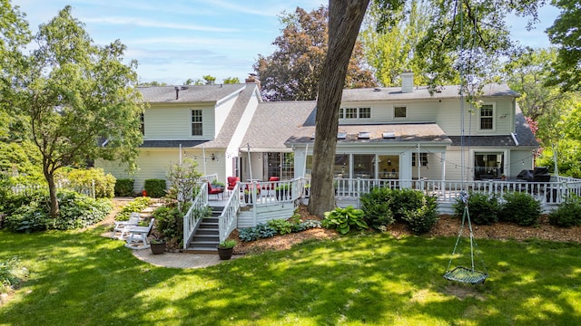 948A Shetland Dr, Frankfort, IL 60423 - back of house with a lawn, a deck, and stairway