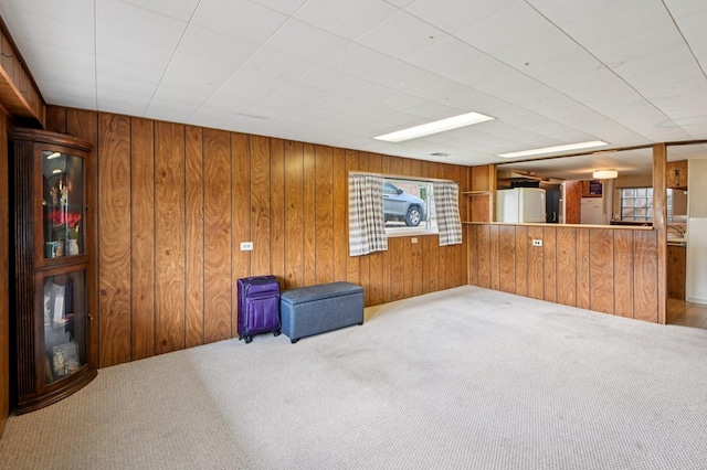 1127 Herbert Ave, Berkeley, IL 60163 - below grade area featuring carpet floors, wooden walls, freestanding refrigerator, and fridge