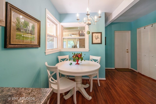 2601 Gordon Dr, Flossmoor, IL 60422 - dining space with a chandelier and dark wood-type flooring