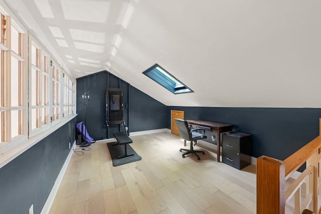 1907 S St, Geneva, IL 60134 - office space with a skylight, vaulted ceiling, and light wood-type flooring