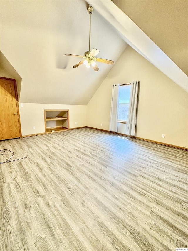 732 S 13th, Quincy, IL 62301 - additional living space with ceiling fan, light wood-style flooring, and baseboards