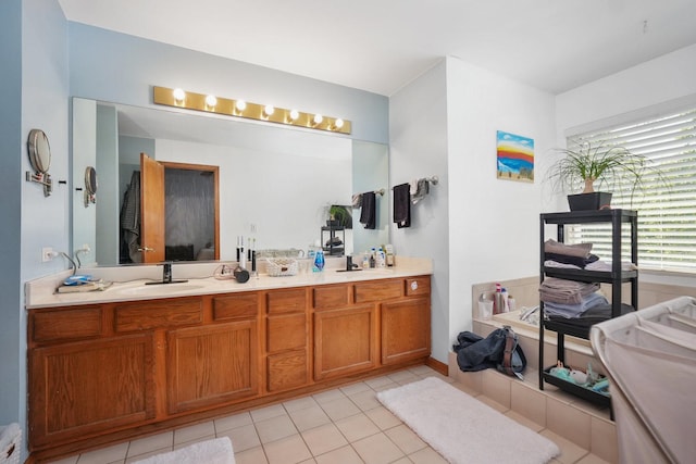 7410 Atkinson Cir, Plainfield, IL 60544 - bathroom featuring double vanity and tile patterned floors