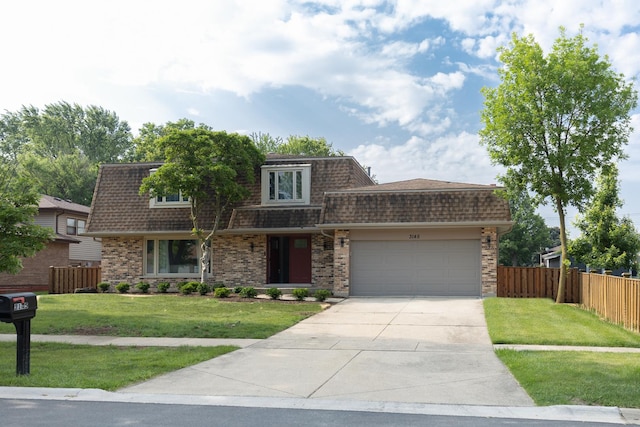3145 Hillside Ln, Darien, IL 60561 - view of front of property featuring mansard roof, a shingled roof, an attached garage, driveway, and brick siding