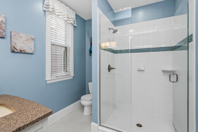 4039 N Kildare Ave, Chicago, IL 60641 - bathroom with a shower stall, tile patterned floors, and vanity