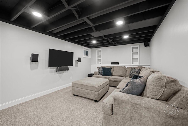 957 Whittington Dr, Geneva, IL 60134 - carpeted living area featuring baseboards and built in shelves