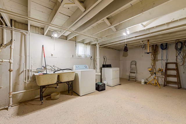 2728 N Neva Ave, Chicago, IL 60707 - below grade area featuring washing machine and dryer and a sink