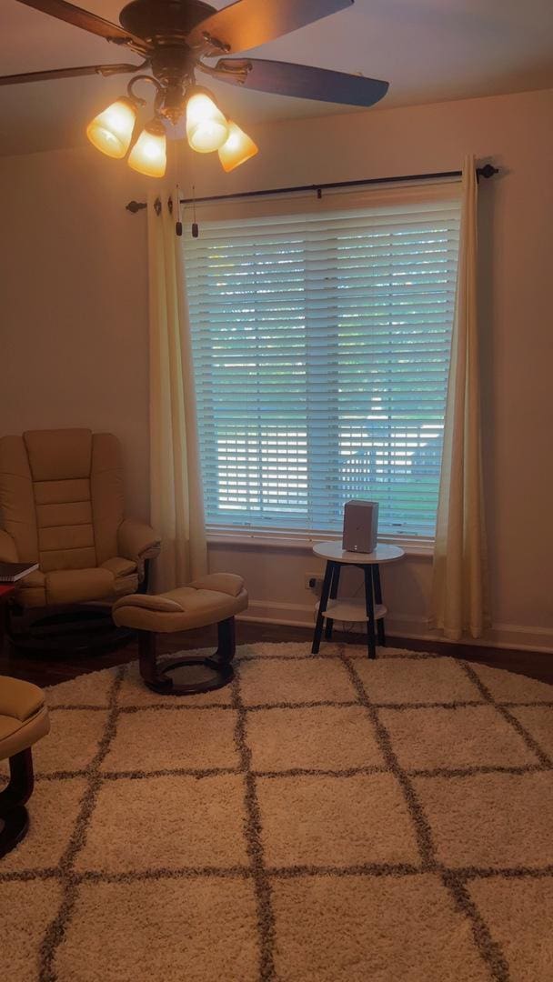 3427 Vollmer Rd Unit 108, Flossmoor, IL 60422 - sitting room with a ceiling fan and baseboards