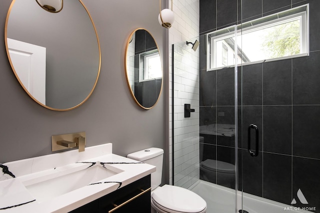10921 S Hermosa Ave, Chicago, IL 60643 - bathroom with toilet, vanity, and a stall shower