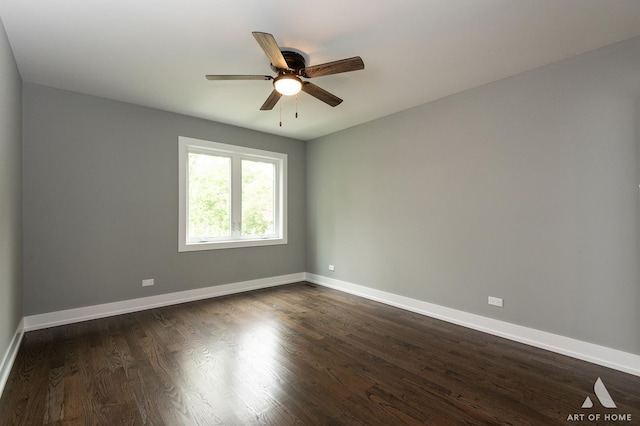 10921 S Hermosa Ave, Chicago, IL 60643 - spare room with ceiling fan, baseboards, and dark wood-style floors