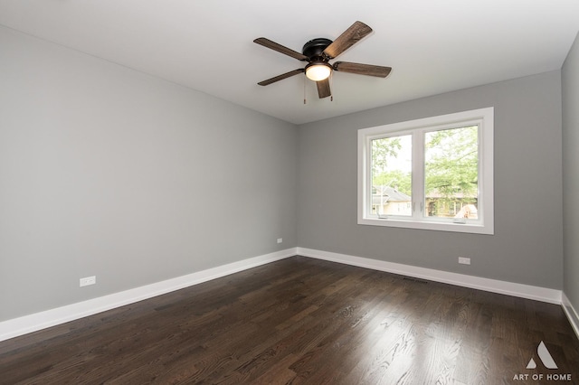 10921 S Hermosa Ave, Chicago, IL 60643 - unfurnished room featuring a ceiling fan, baseboards, and dark wood-type flooring