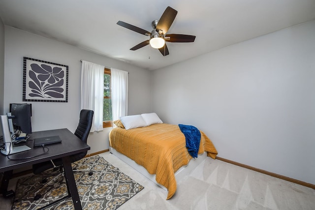 27W108 Walnut Dr, Winfield, IL 60190 - bedroom featuring an office area, light carpet, and ceiling fan