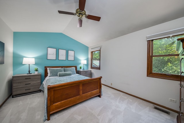 27W108 Walnut Dr, Winfield, IL 60190 - carpeted bedroom with lofted ceiling and a ceiling fan