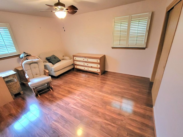 718 Central Park Ave, Flossmoor, IL 60422 - sitting room with wood finished floors, a ceiling fan, and plenty of natural light