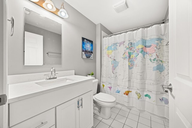 8340 Callie Ave Unit 506, Morton Grove, IL 60053 - bathroom with toilet, vanity, tile patterned floors, and a shower with curtain