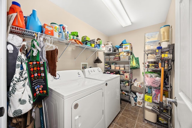 8340 Callie Ave Unit 506, Morton Grove, IL 60053 - laundry area featuring washer and dryer and dark tile patterned floors
