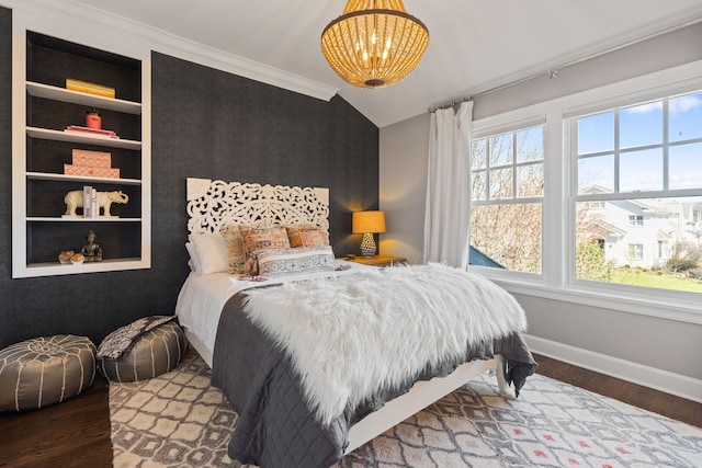 622 S Washington St, Hinsdale, IL 60521 - bedroom with wood finished floors, a chandelier, and ornamental molding