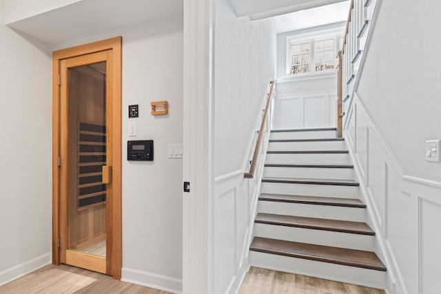 622 S Washington St, Hinsdale, IL 60521 - stairway featuring wood finished floors and a sauna / steam room
