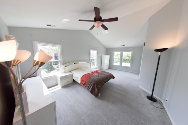 1034 Idaho St, Carol Stream, IL 60188 - bedroom with vaulted ceiling, carpet, a ceiling fan, and baseboards