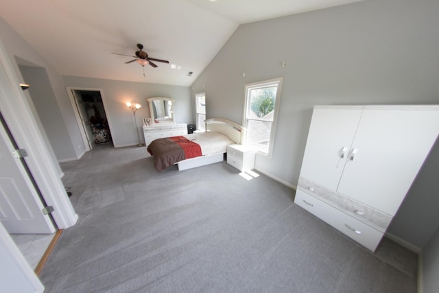 1034 Idaho St, Carol Stream, IL 60188 - carpeted bedroom featuring vaulted ceiling, baseboards, and ceiling fan
