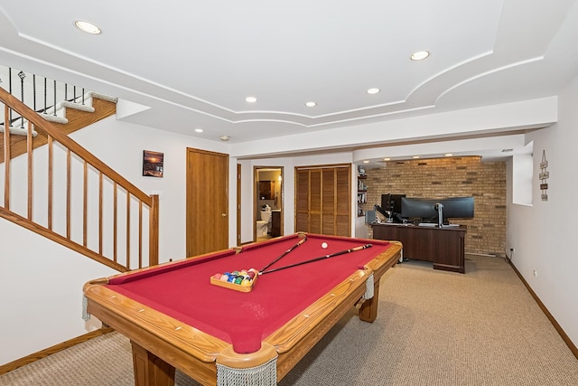 19927 S Edinburgh Ln Unit 0, Frankfort, IL 60423 - recreation room with light colored carpet, recessed lighting, and billiards