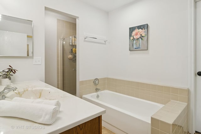 54 S Stonington Dr Unit 92, Palatine, IL 60074 - full bathroom featuring vanity, a garden tub, and a shower stall