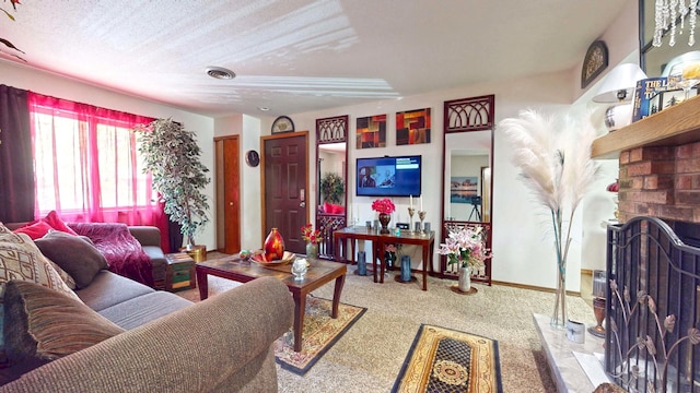 1804 Oliver Dr Unit 8, Urbana, IL 61802 - living area featuring carpet and a fireplace