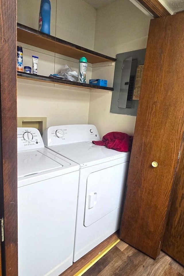 1804 Oliver Dr Unit 8, Urbana, IL 61802 - laundry area with independent washer and dryer, wood finished floors, and electric panel