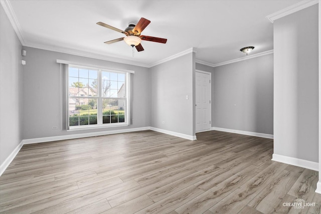 1889 Shore Line Ct, Romeoville, IL 60446 - spare room featuring wood finished floors, ceiling fan, and crown molding
