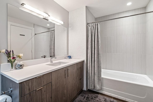 4413 N Malden St Unit 2S, Chicago, IL 60640 - bathroom featuring vanity, shower / bath combo, and tile patterned flooring