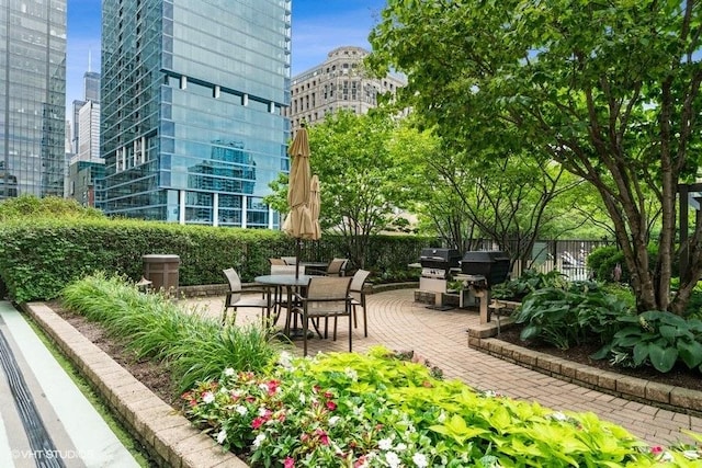 400 N La Salle Dr Unit 3002, Chicago, IL 60654 - view of patio / terrace with a view of city, outdoor dining space, and a grill
