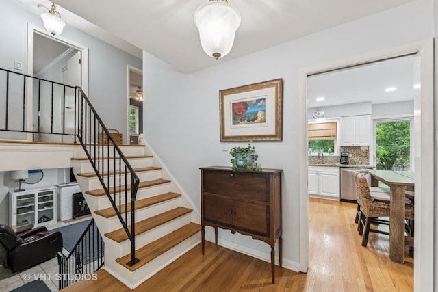 504 S Spring Ave, La Grange, IL 60525 - staircase featuring wood finished floors and recessed lighting