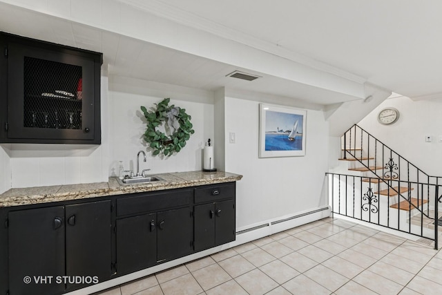 504 S Spring Ave, La Grange, IL 60525 - indoor wet bar with stairs and light tile patterned floors