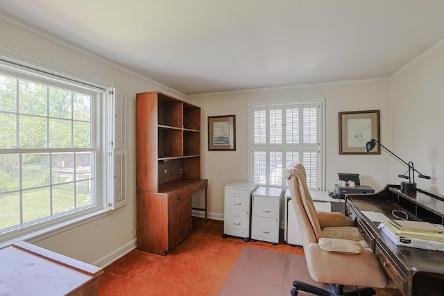 1596 W Palatine Rd, Inverness, IL 60067 - carpeted home office with healthy amount of natural light and crown molding