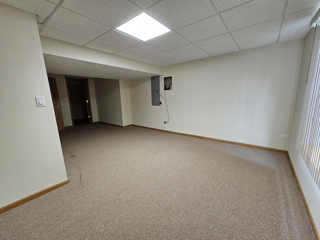 2 Kenilworth Ct, Cary, IL 60013 - finished basement featuring carpet, electric panel, and a paneled ceiling