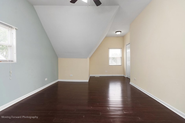 7324 W 56th Pl, Summit, IL 60501 - bonus room featuring vaulted ceiling, ceiling fan, and hardwood / wood-style floors