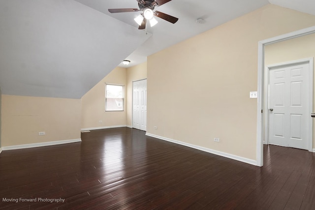 7324 W 56th Pl, Summit, IL 60501 - bonus room with vaulted ceiling, ceiling fan, and dark wood-style floors
