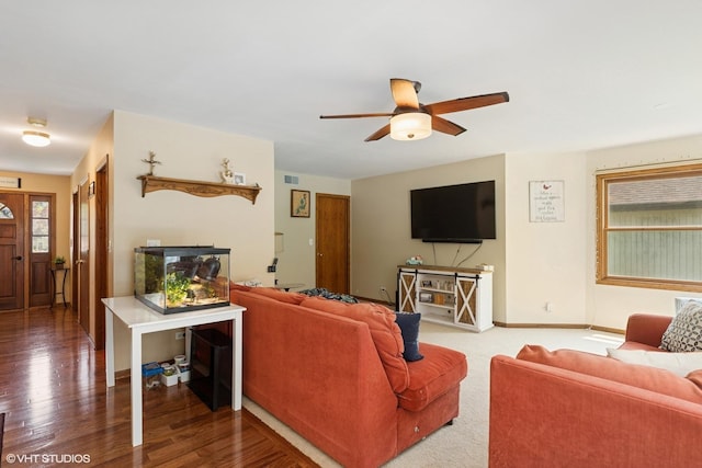 612 Pine View Pass, Lake Villa, IL 60046 - living room featuring ceiling fan and wood finished floors