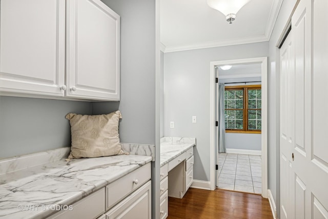 436 Kelly Ln, Crystal Lake, IL 60012 - bathroom featuring vanity, ornamental molding, and wood finished floors