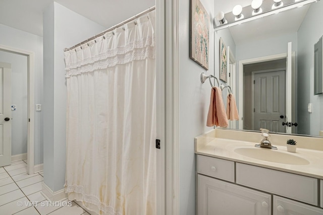 436 Kelly Ln, Crystal Lake, IL 60012 - bathroom with vanity, tile patterned flooring, and curtained shower