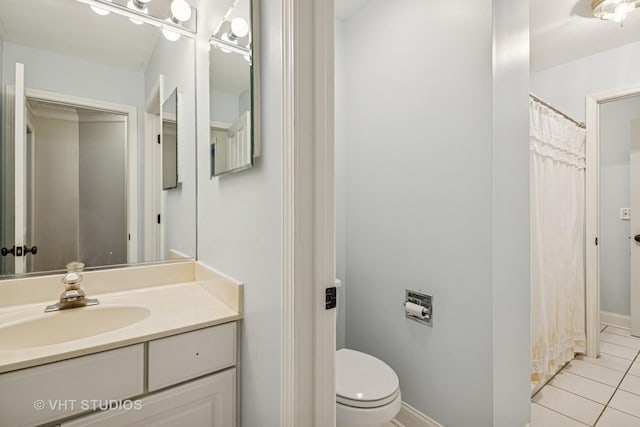 436 Kelly Ln, Crystal Lake, IL 60012 - bathroom with vanity, tile patterned floors, and a shower with curtain