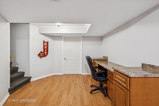 436 Kelly Ln, Crystal Lake, IL 60012 - office with light wood-style flooring and built in study area