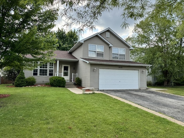 1419 Major Dr, Plainfield, IL 60586 - split level home with a garage, driveway, and a front lawn