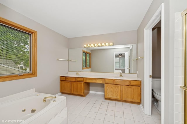 1370 Glacier Pkwy, Algonquin, IL 60102 - full bath featuring tile patterned flooring, toilet, healthy amount of natural light, and a jetted tub