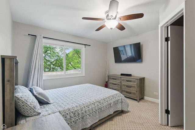 421 Pintail Ln, Deerfield, IL 60015 - bedroom with light colored carpet, baseboards, and a ceiling fan