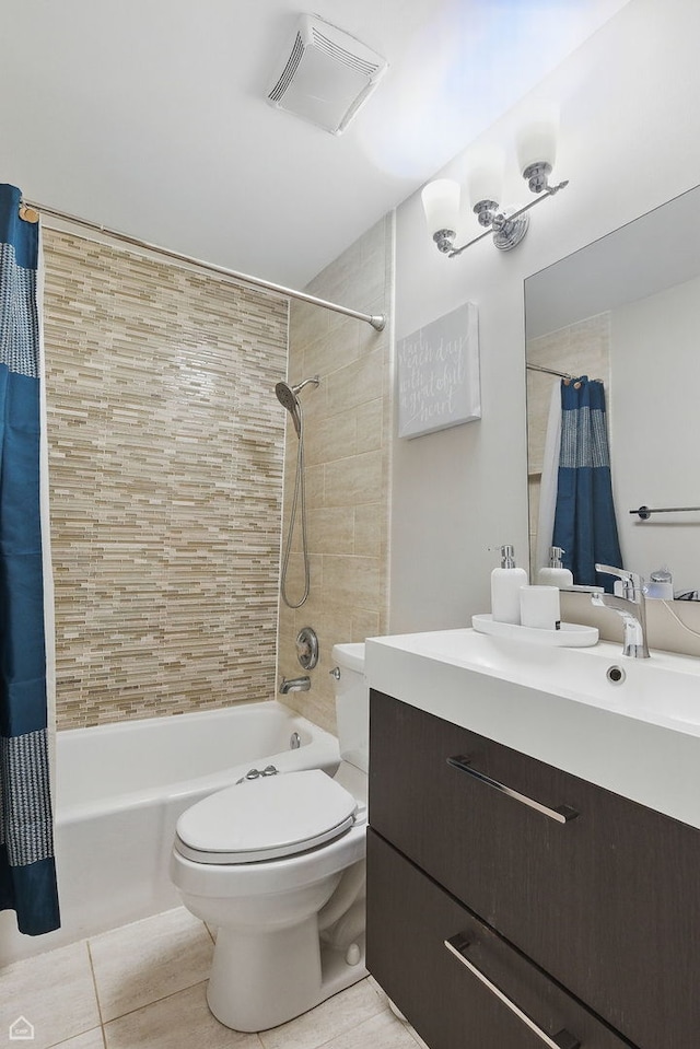 421 Pintail Ln, Deerfield, IL 60015 - full bath with shower / bath combination with curtain, vanity, tile patterned flooring, and toilet