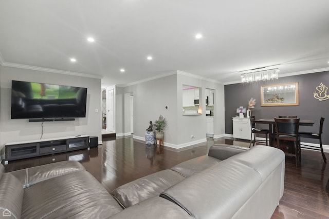 421 Pintail Ln, Deerfield, IL 60015 - living room with recessed lighting, wood finished floors, ornamental molding, and baseboards