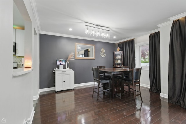 421 Pintail Ln, Deerfield, IL 60015 - dining space with baseboards, dark wood finished floors, ornamental molding, and recessed lighting