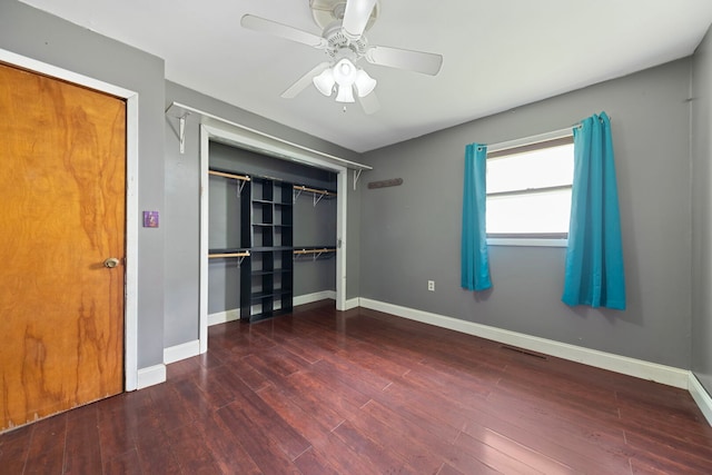 5460B W State Route 17, Kankakee, IL 60901 - unfurnished bedroom featuring wood finished floors, a closet, and ceiling fan