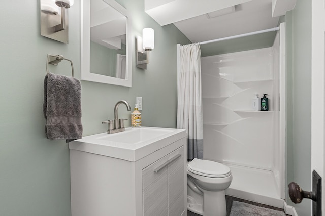 1716 Park Haven Dr, Champaign, IL 61820 - bathroom featuring vanity, toilet, and a shower with curtain