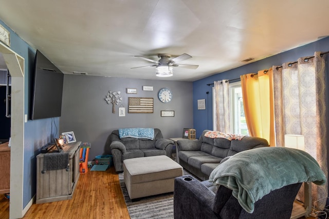 502 Short St, Cornell, IL 61319 - living room with light wood-style flooring and ceiling fan